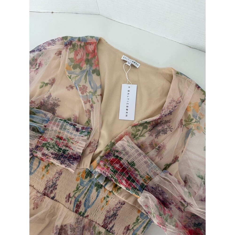 NWT Baltic Born Women's XL Romantic Floral Layla Tulle Maxi Dress Long Sleeve - Picture 11 of 16
